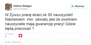 W Żywcu straci ok. 50 nauczycieli pracę